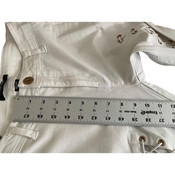 Redfox Jeans Womens Large White Lace Up Pants Skinny Grommet Stretch Shoestring - Picture 5 of 11